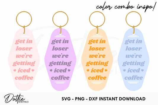 Iced Coffee Funny Quote Motel Keychain SVG PNG