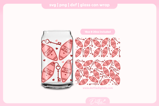 The Key To My Heart 16oz & 20oz Libbey Glass Can Bundle SVG PNG