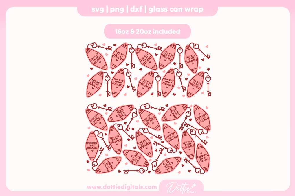 The Key To My Heart 16oz & 20oz Libbey Glass Can Bundle SVG PNG