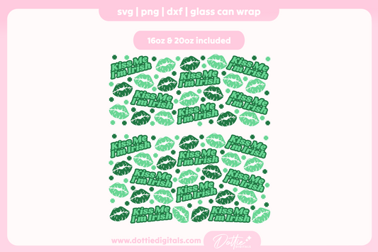 Kiss Me I'm Irish 16oz & 20oz Libbey Glass Can Bundle SVG PNG