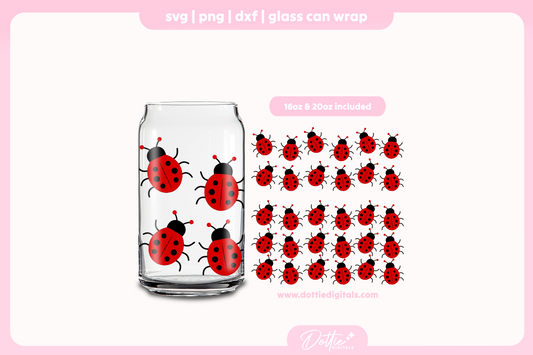 Ladybug 16oz & 20oz Libbey Glass Can Bundle SVG PNG