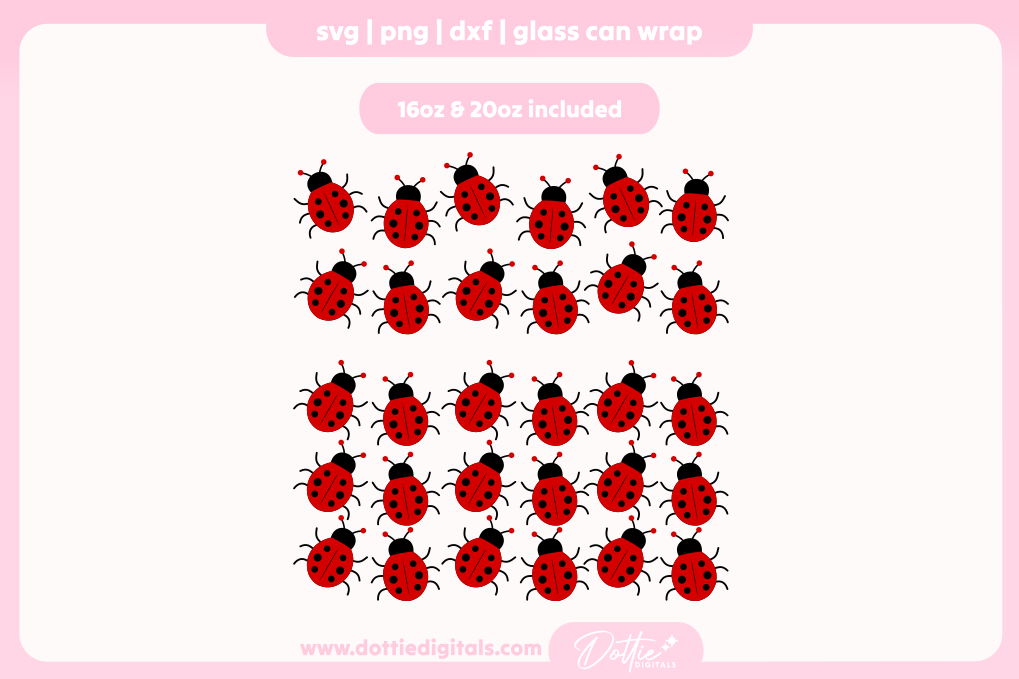 Ladybug 16oz & 20oz Libbey Glass Can Bundle SVG PNG