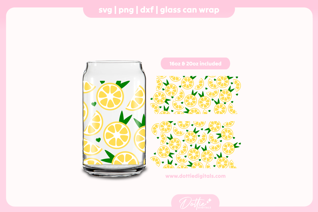 Lovely Lemons 16oz & 20oz Libbey Glass Can Bundle SVG PNG