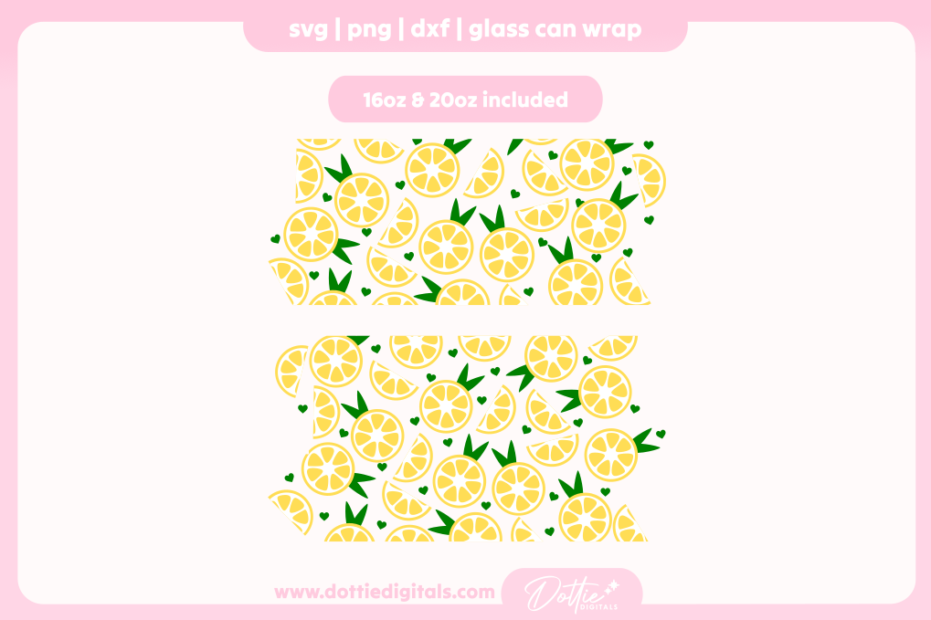 Lovely Lemons 16oz & 20oz Libbey Glass Can Bundle SVG PNG