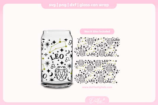 Leo 16oz & 20oz Libbey Glass Can Bundle SVG PNG