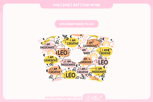 Leo Star Sign Affirmations 24oz Starbucks Cold Cup SVG PNG