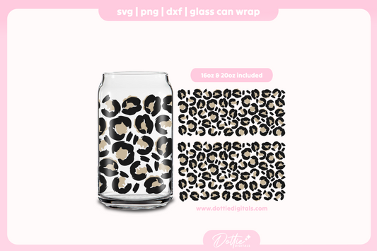 Leopard Print 16oz & 20oz Libbey Glass Can Bundle SVG PNG