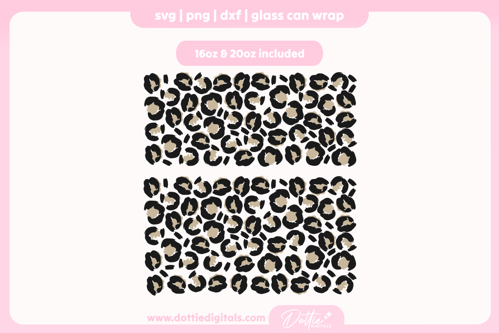 Leopard Print 16oz & 20oz Libbey Glass Can Bundle SVG PNG