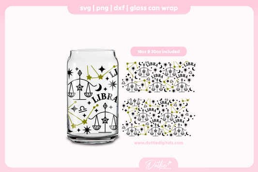 Libra 16oz & 20oz Libbey Glass Can Bundle SVG PNG