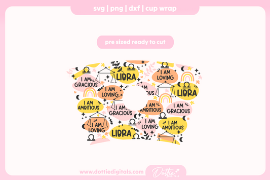 Libra Star Sign Affirmations 24oz Starbucks Cold Cup SVG PNG