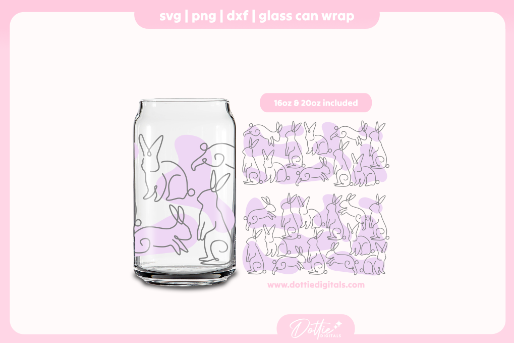 Bunnies 16oz & 20oz Libbey Glass Can Bundle SVG PNG