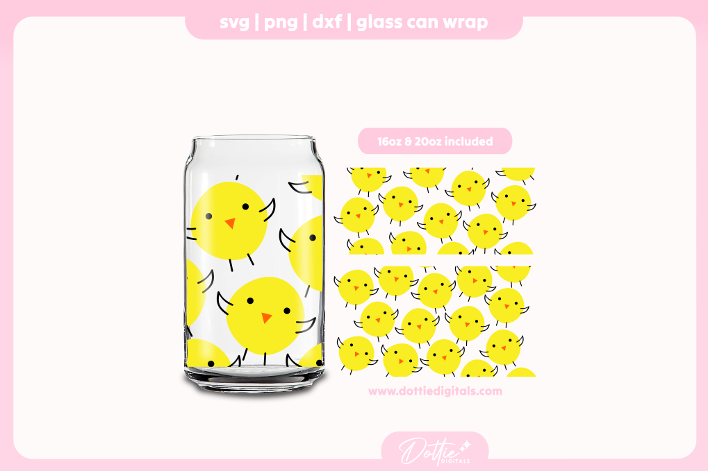 Easter Chick 16oz & 20oz Libbey Glass Can Bundle SVG PNG