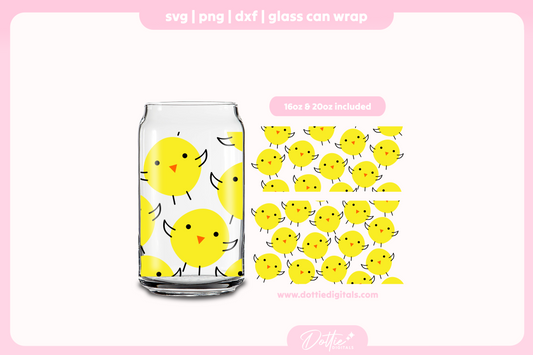 Easter Chick 16oz & 20oz Libbey Glass Can Bundle SVG PNG