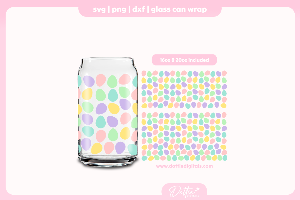 Pastel Eggs 16oz & 20oz Libbey Glass Can Bundle SVG PNG