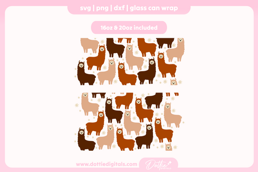 Llamas 16oz & 20oz Libbey Glass Can Bundle SVG PNG