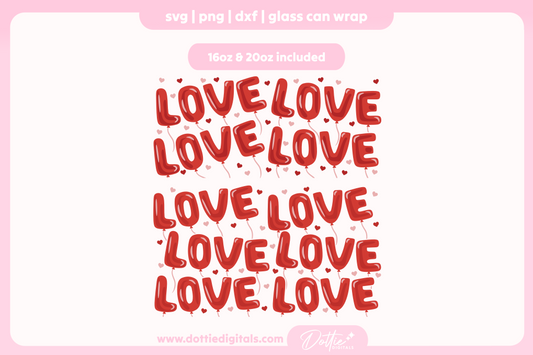 Love Balloons 16oz & 20oz Libbey Glass Can Bundle SVG PNG
