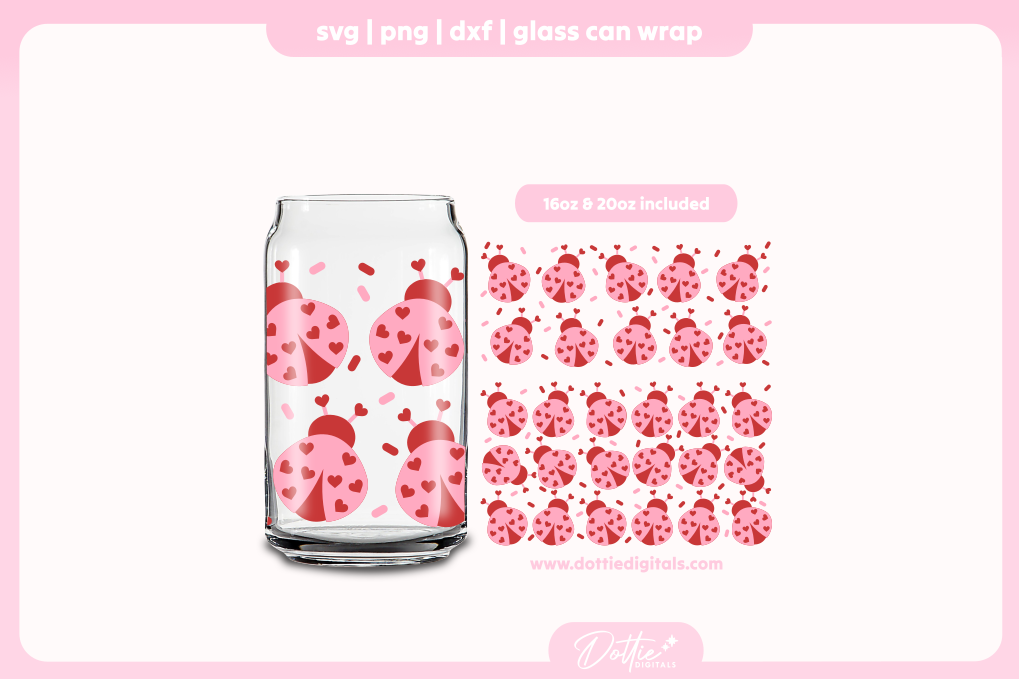 Love Bug 16oz & 20oz Libbey Glass Can Bundle SVG PNG