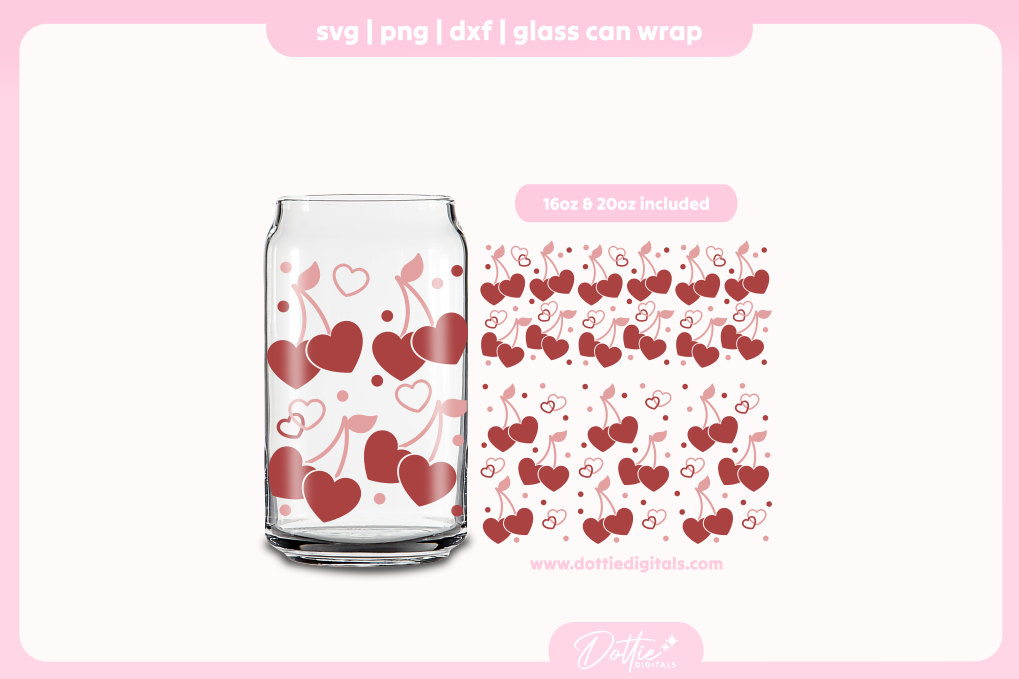 Love Cherries 16oz & 20oz Libbey Glass Can Bundle SVG PNG