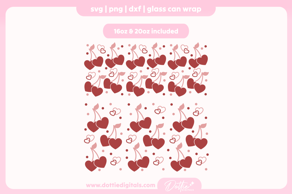 Love Cherries 16oz & 20oz Libbey Glass Can Bundle SVG PNG