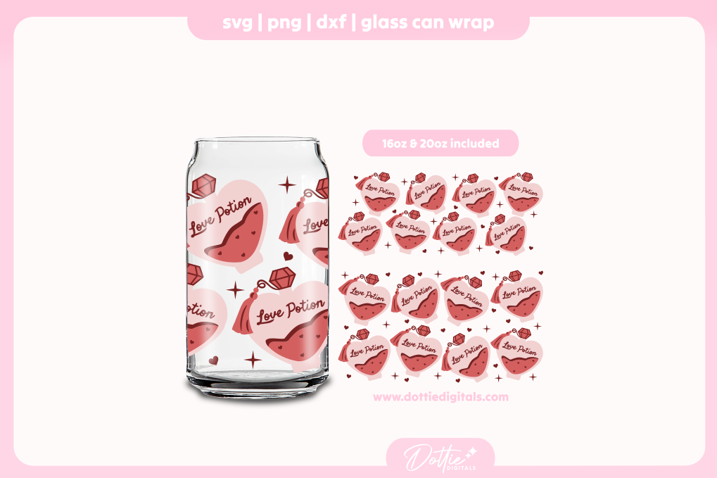 Love Potion 16oz & 20oz Libbey Glass Can Bundle SVG PNG