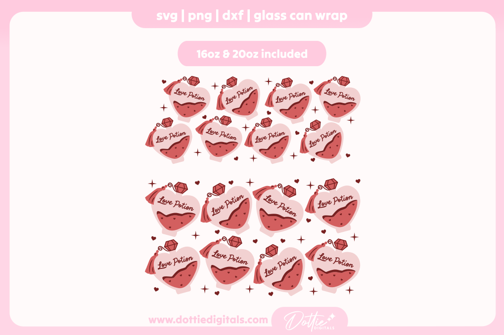 Love Potion 16oz & 20oz Libbey Glass Can Bundle SVG PNG