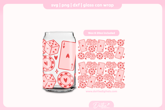 Lucky In Love Valentines 16oz & 20oz Libbey Glass Can Bundle SVG PNG