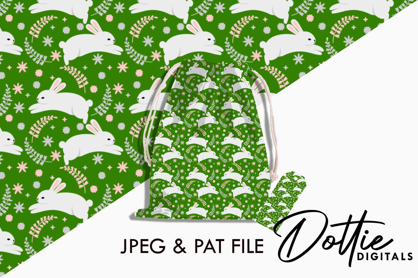 Leaping Bunnies Repeat Seamless Pattern