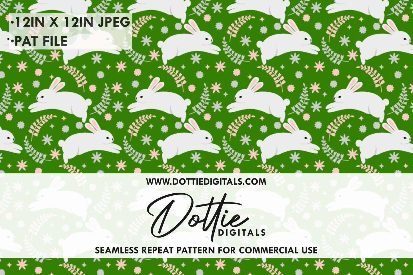 Leaping Bunnies Repeat Seamless Pattern