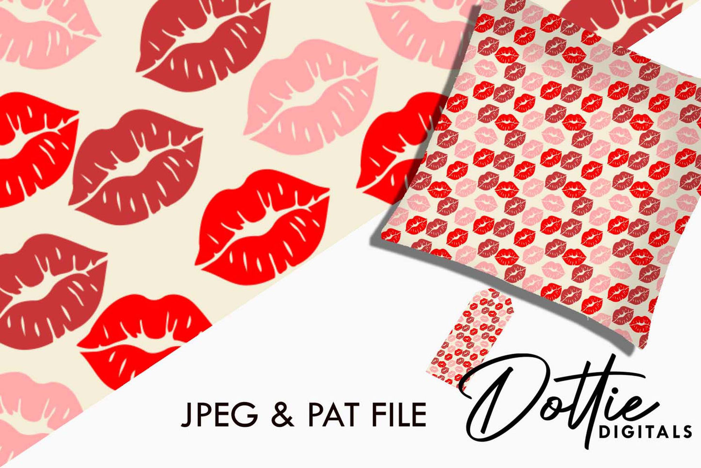 Lipstick Kisses Repeat Seamless Pattern