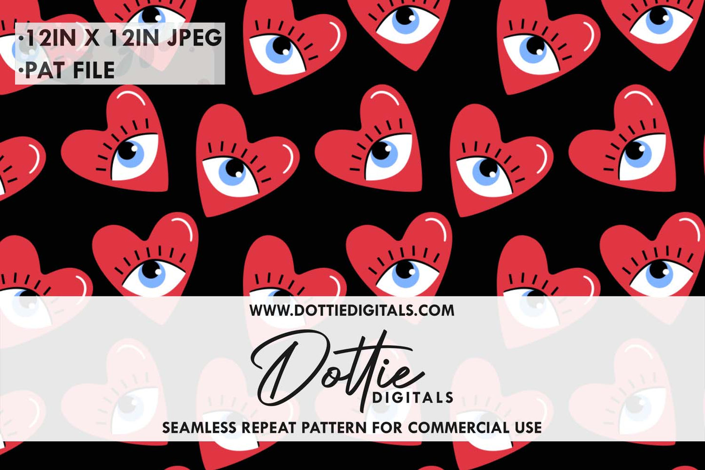 Loveheart Eyes Repeat Seamless Pattern