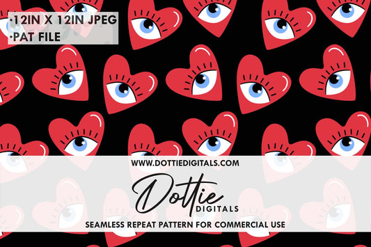 Loveheart Eyes Repeat Seamless Pattern