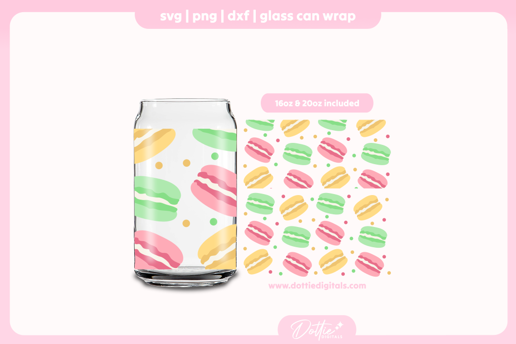 Macaroons 16oz & 20oz Libbey Glass Can Bundle SVG PNG