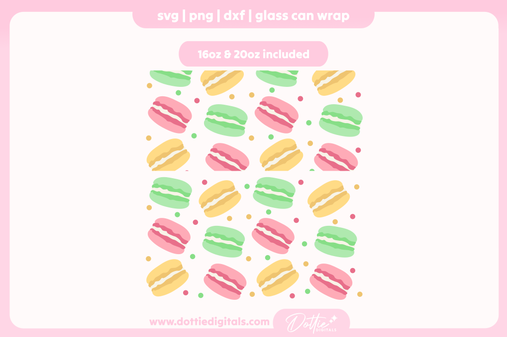 Macaroons 16oz & 20oz Libbey Glass Can Bundle SVG PNG