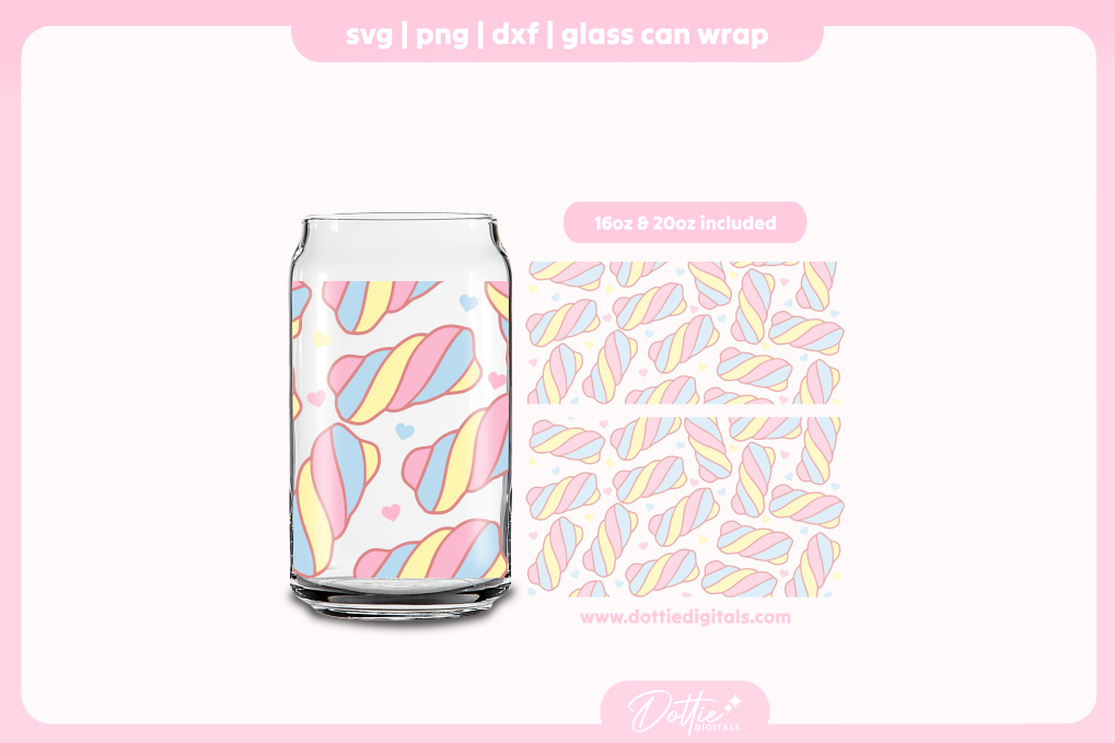 Marshmallows 16oz & 20oz Libbey Glass Can Bundle SVG PNG