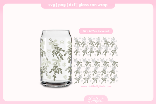 Christmas Mistletoe 16oz & 20oz Libbey Glass Can Bundle SVG PNG