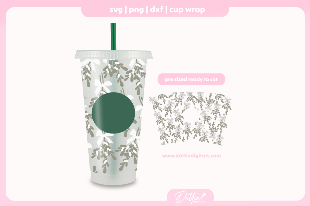 Christmas Mistletoe 24oz Starbucks Cold Cup SVG PNG
