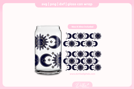 Sun and Moon 16oz & 20oz Libbey Glass Can Bundle SVG PNG