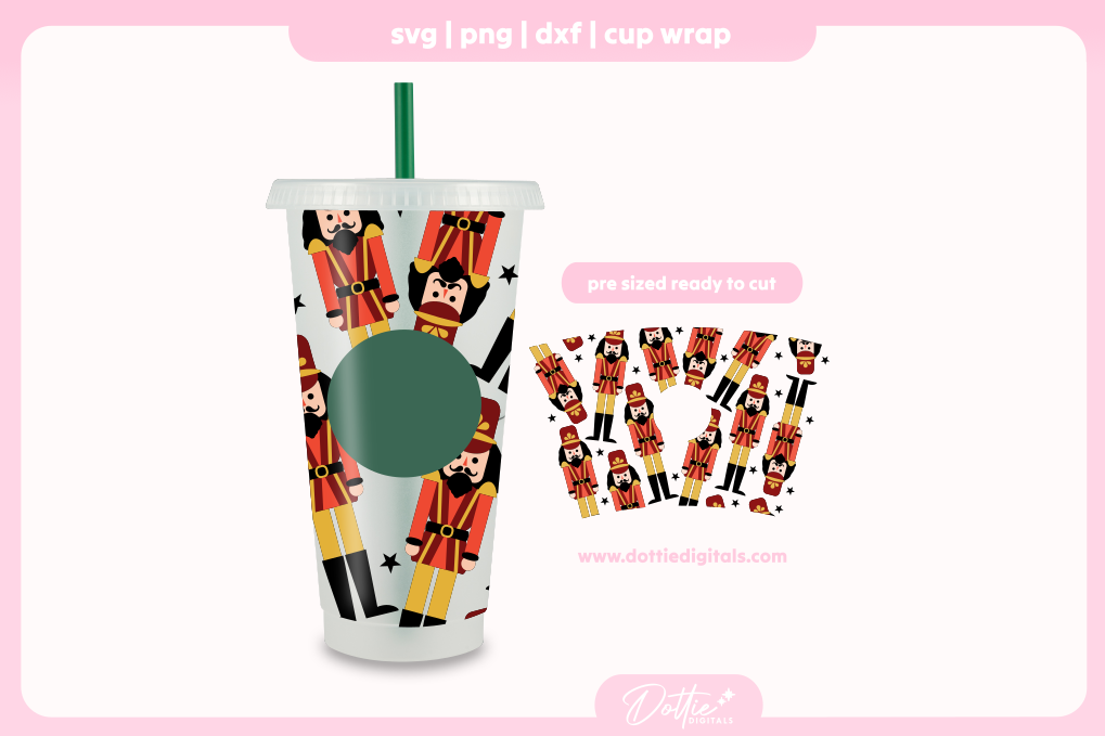 Christmas Nutcracker Soldiers Festive Holidays 24oz Starbucks Cold Cup SVG PNG
