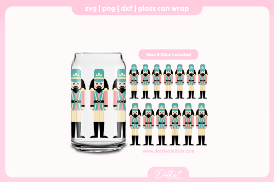 Xmas Nutcracker Toy Soldier 16oz & 20oz Libbey Glass Can Bundle SVG PNG