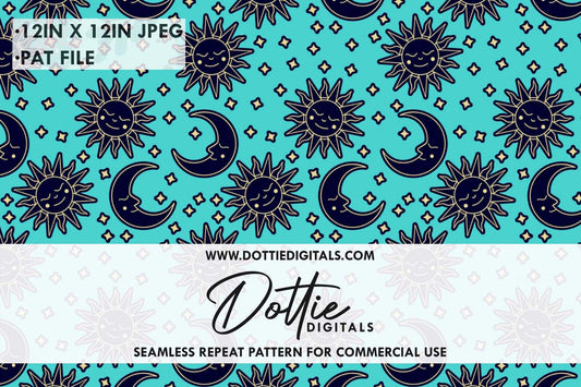 Ornate Sun And Moon Repeat Seamless Pattern