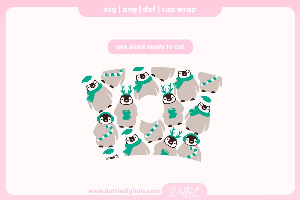 Cute Winter Penguins 24oz Starbucks Cold Cup SVG PNG