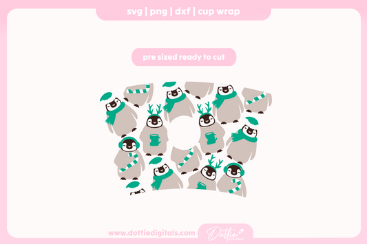 Cute Winter Penguins 24oz Starbucks Cold Cup SVG PNG