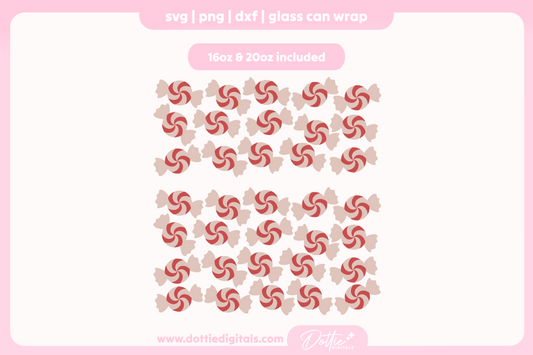 Peppermint Candy 16oz & 20oz Libbey Glass Can Bundle SVG PNG