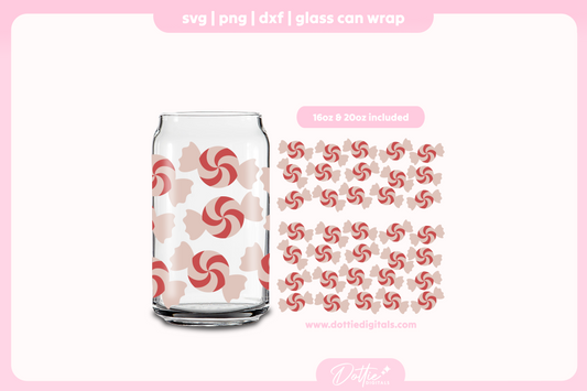 Peppermint Candy 16oz & 20oz Libbey Glass Can Bundle SVG PNG