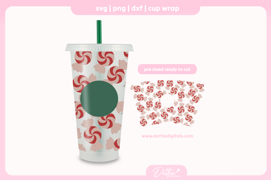 Peppermint Candy 24oz Starbucks Cold Cup SVG PNG