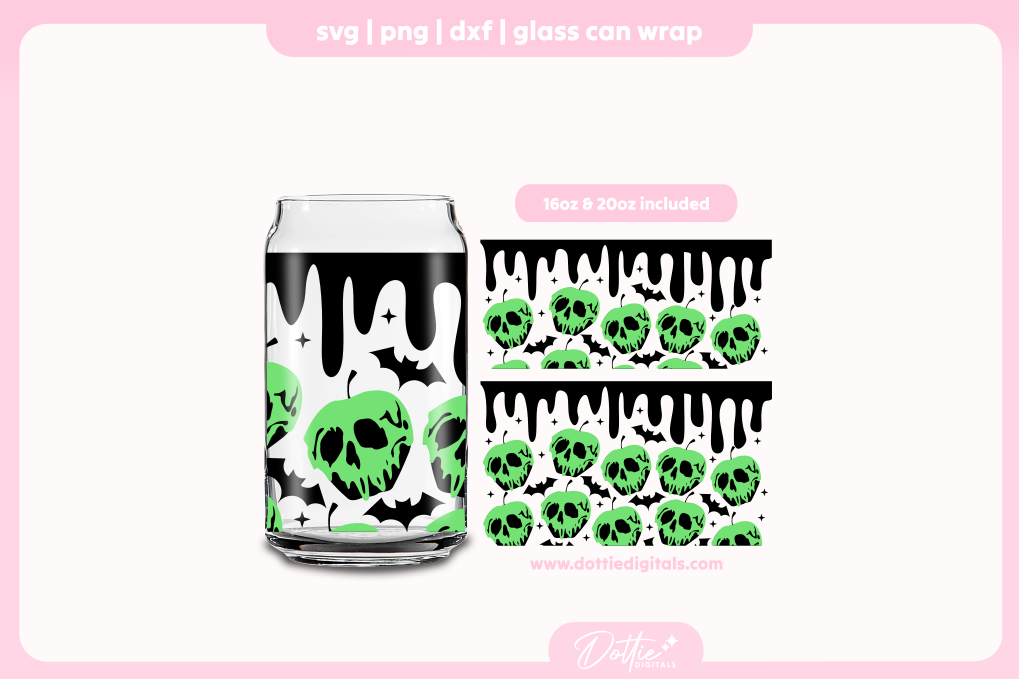 Poisoned Apple Halloween 16oz & 20oz Libbey Glass Can Bundle SVG PNG
