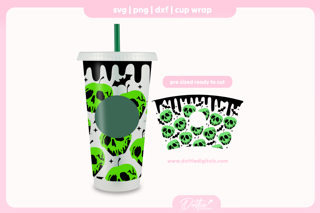 Poison Apple Skulls Halloween 24oz Starbucks Cold Cup SVG PNG
