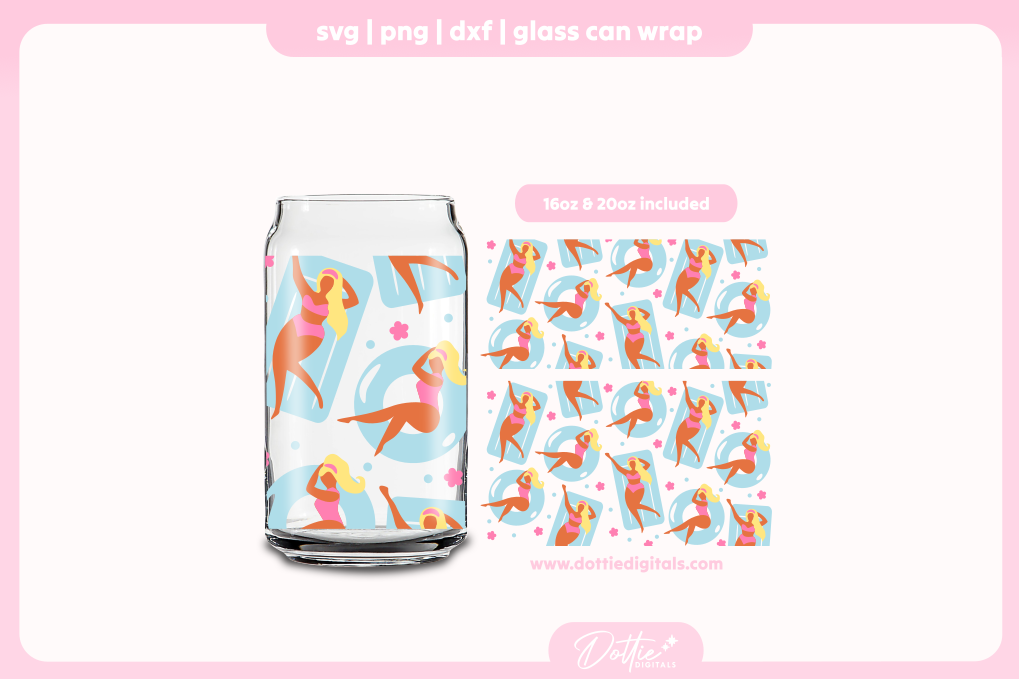 Pool Girls 16oz & 20oz Libbey Glass Can Bundle SVG PNG