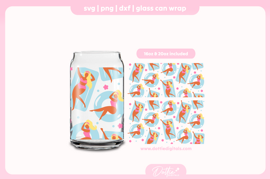 Pool Girls 16oz & 20oz Libbey Glass Can Bundle SVG PNG