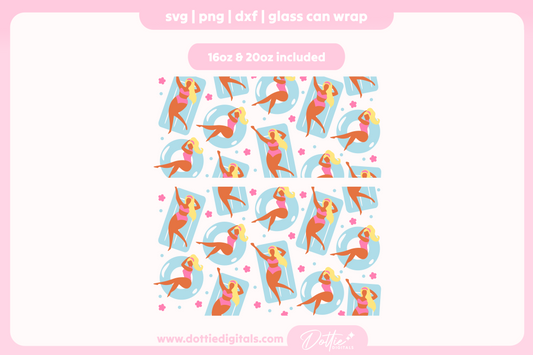 Pool Girls 16oz & 20oz Libbey Glass Can Bundle SVG PNG
